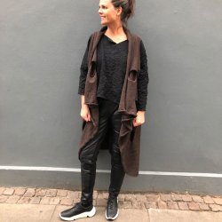 Nr strikvest dame, brun