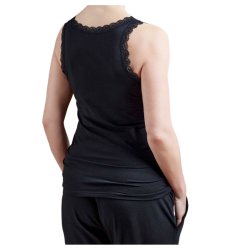 Top i bambus og bomuld, sort