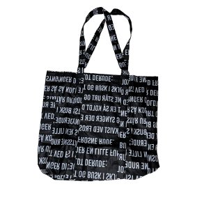 Shopper taske sort med tekst